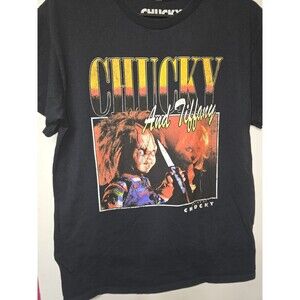 Chucky & Tiffany Bride of Chucky Horror Movie Graphic Tee Ripple Junction Black